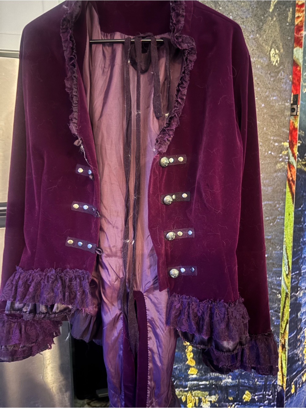 Women’s Velvet Ruffled Purple Jacket I wore this to a party at Prince’s house.